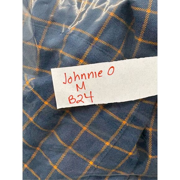Johnnie O Button Down Flannel Shirt Men Medium Blue Plaid Pipeline Murphy New - Picture 11 of 11